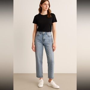 Straight Leg Raw hem Light Gray Jeans 26